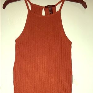 Rust Color Razor Back Fitted Mini Dress